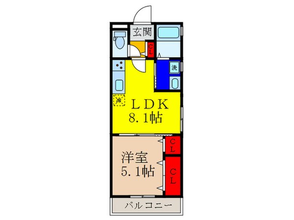 クリエオーレ若草町Ⅱの物件間取画像